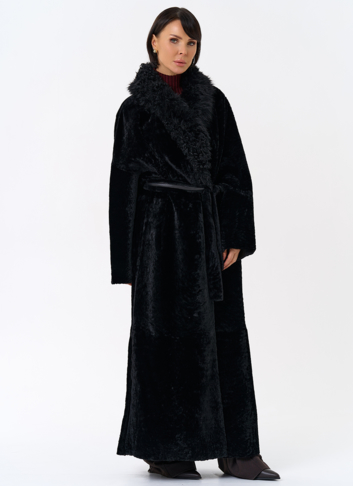 Женская натуральная дубленка с воротником шаль