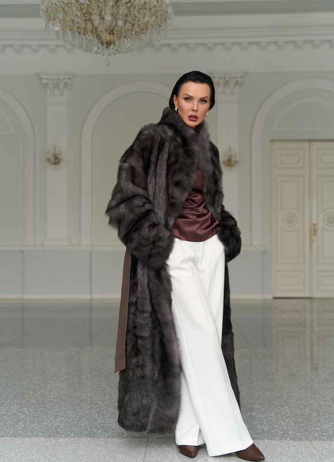 Женская двухсторонняя дубленка с поясом модель № 31616 в кредит