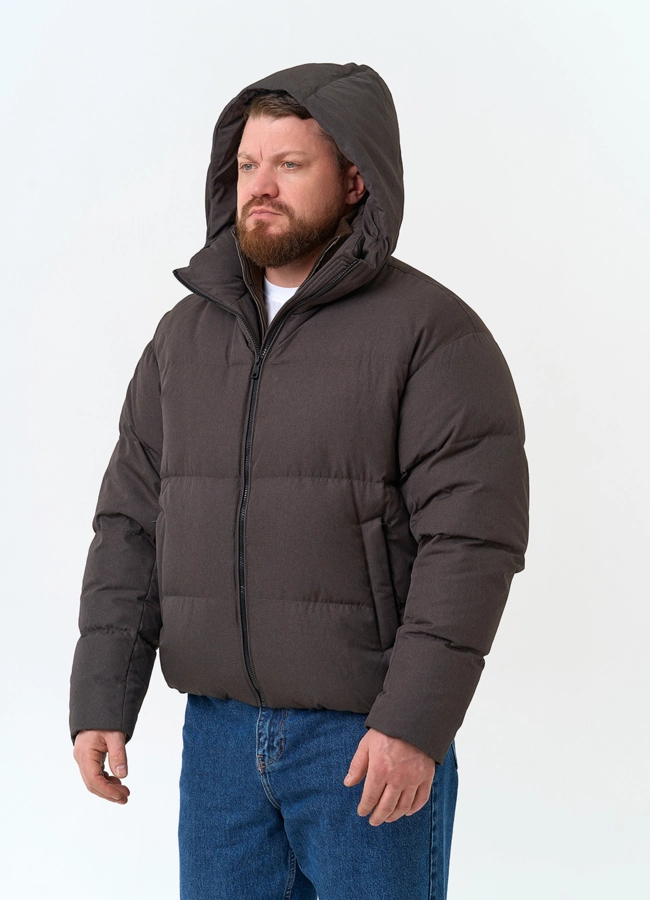 Мужской пуховик с капюшоном  модель № 34383 в рассрочку фото
