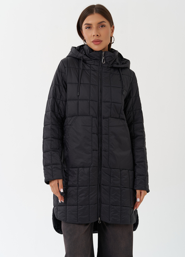 Стеганое пальто с капюшоном модель № 28296 в кредит