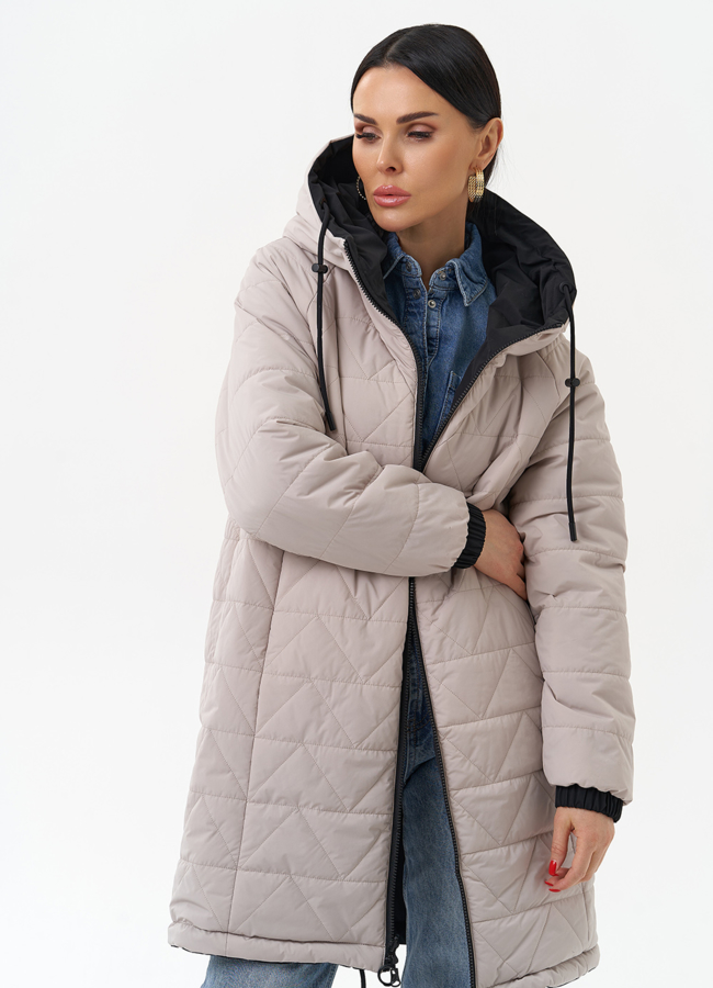 Женская удлиненная куртка с капюшоном модель № 30012 универмаг малина