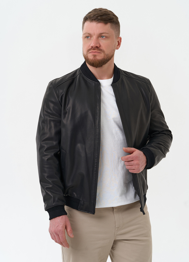 Мужская куртка бомбер из натуральной кожи модель № 24484 универмаг малина