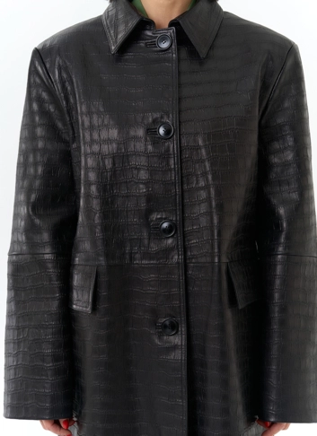 Женский плащ из натуральной кожи 