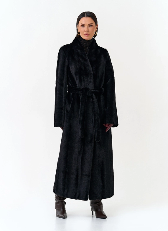 Длинная шуба из эко меха фото