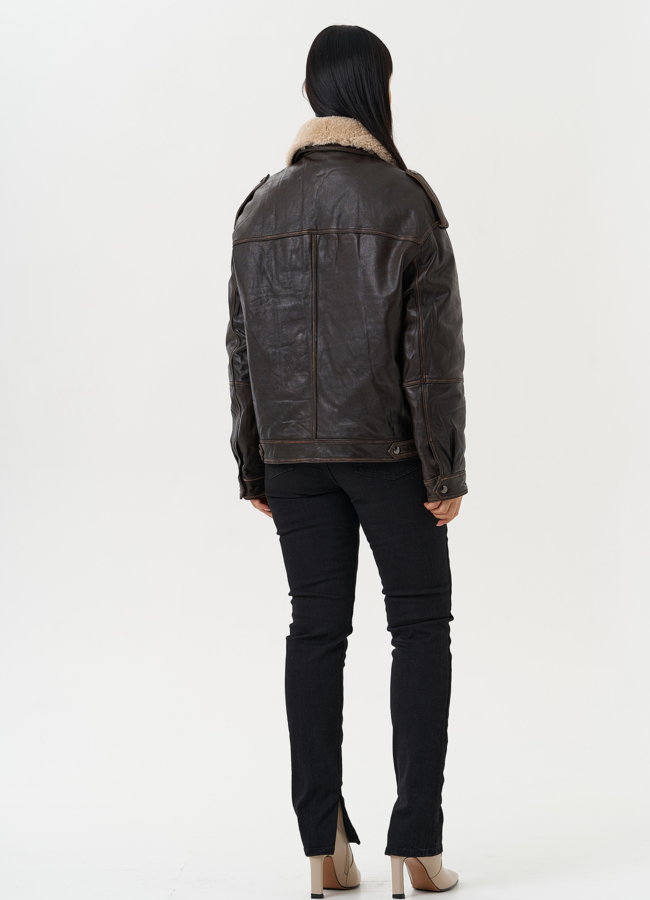 Кожаная куртка-пилот  модель № 28112 в кредит