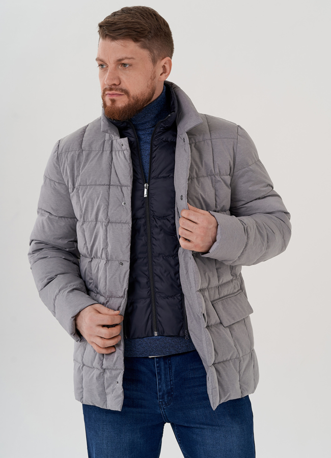 Мужская куртка серого цвета  модель № 23764 универмаг малина