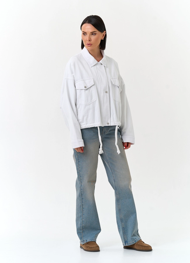 Женская объемная джинсовая куртка  модель № 33125 в кредит