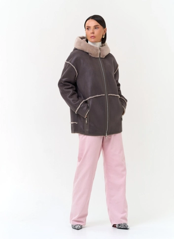 Женская дубленка из эко замши