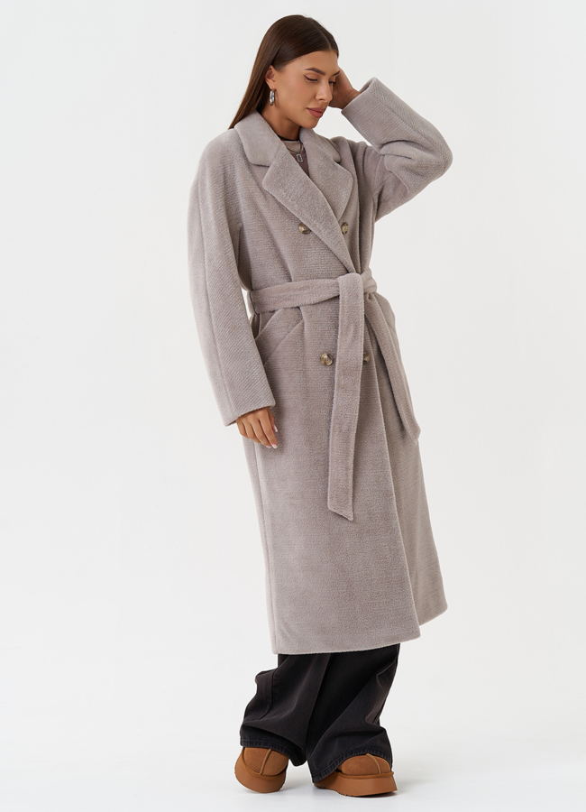 Утепленное двубортное пальто с английским воротником модель № 28103 в кредит