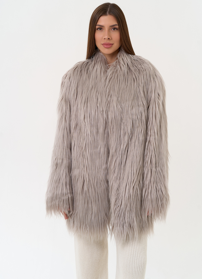 Женская шуба из эко меха с декоративным поясом модель № 31529 в рассрочку