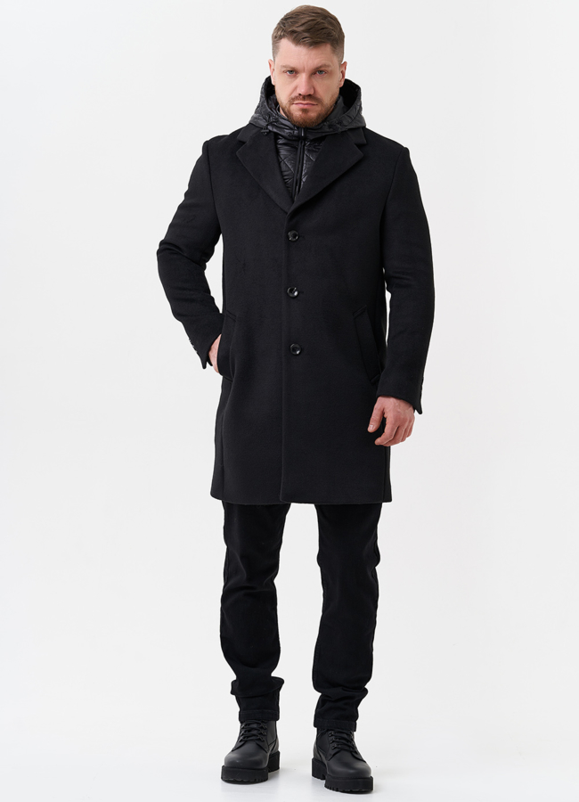 фото Мужское пальто черного цвета модель № 28676