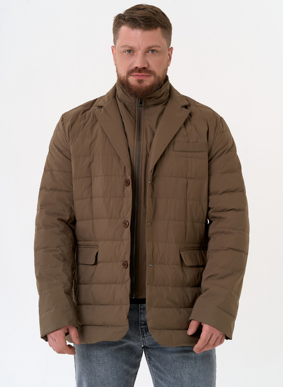 Мужской пуховик со съемной манишкой