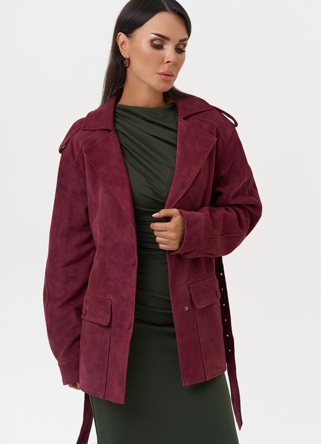 Жакет из натуральной замши с бахромой модель № 31190 универмаг малина