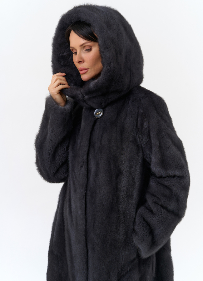 Женская шуба в сером цвете модель № 24809 универмаг малина