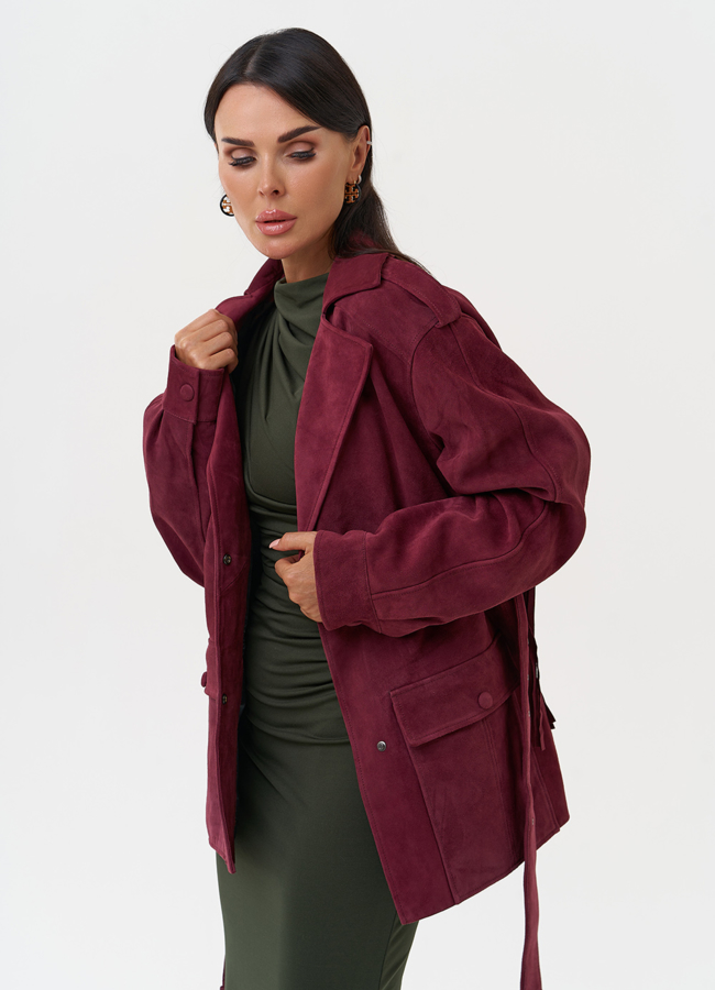 Жакет из натуральной замши с бахромой модель № 31190 универмаг малина